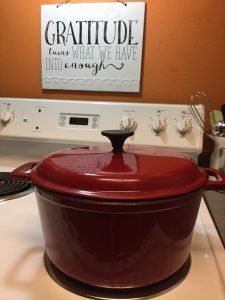 My favorite red porcelain covered cast iron pot